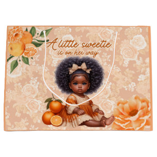 Schwarzes Baby Mädchen Vintage Orange Sweetie Große Geschenktüte