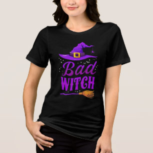 Schwarzes Bad Witch Crew Neck T-Shirt Lustiges H Tri-Blend Shirt