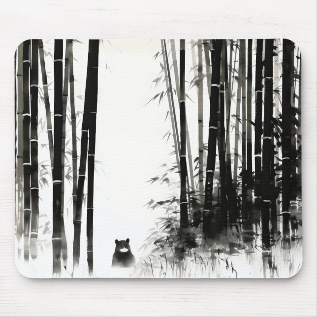Schwarzes Bambuswald Tinte Malerei Mousepad (Vorne)