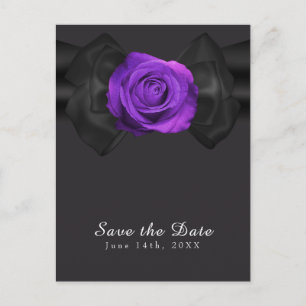 Schwarzes Band & Lila Rose Save-the-Date in JEDER  Ankündigungspostkarte