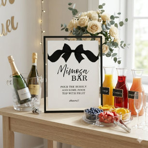 Schwarzes Band Minimalist Mimosa-Bar Brautparty-Sc Poster