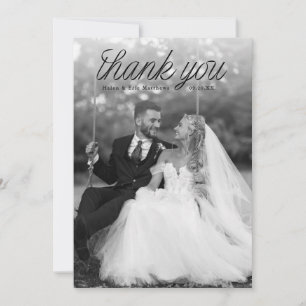 Schwarzes Band-Schriftzug Minimalistische Hochzeit Dankeskarte