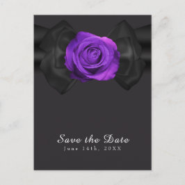Schwarzes Band und Lila Rose Save the Date FARBEN Ankündigungspostkarte