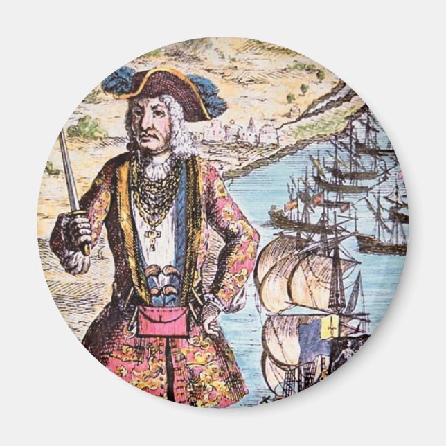 Schwarzes Bart-Farbportrait Magnet (Vorne)