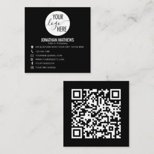 Schwarzes Basic Professional Firmenlogo QR-Code Quadratische Visitenkarte