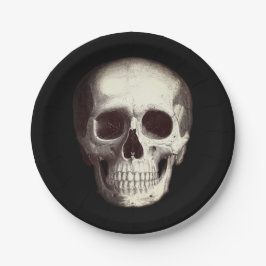 Schwarzes Beängstigendes Schädelerull Halloween Pappteller