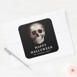 Schwarzes Beängstigendes Schädelerull Halloween Quadratischer Aufkleber