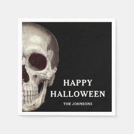 Schwarzes Beängstigendes Schädelerull Halloween Serviette