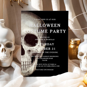 Schwarzes Beängstigendes Skull Adult Kostüm Party  Einladung