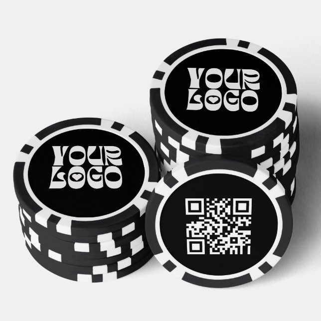 Schwarzes benutzerdefiniertes Logo QR-Code Werbege Pokerchips (Stapel)