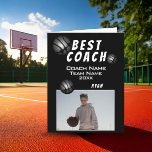 Schwarzes Bestes Trainer Basketball Ball Foto  Dankeskarte
