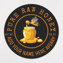 Schwarzes Bienenhonig Etikett Metallisch Gold Text