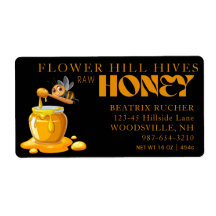 Schwarzes Bienenhonig-Label Metallisch Gold Text 