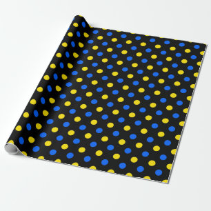 Schwarzes Blau Gelbes Punkte-Design Geschenkpapier