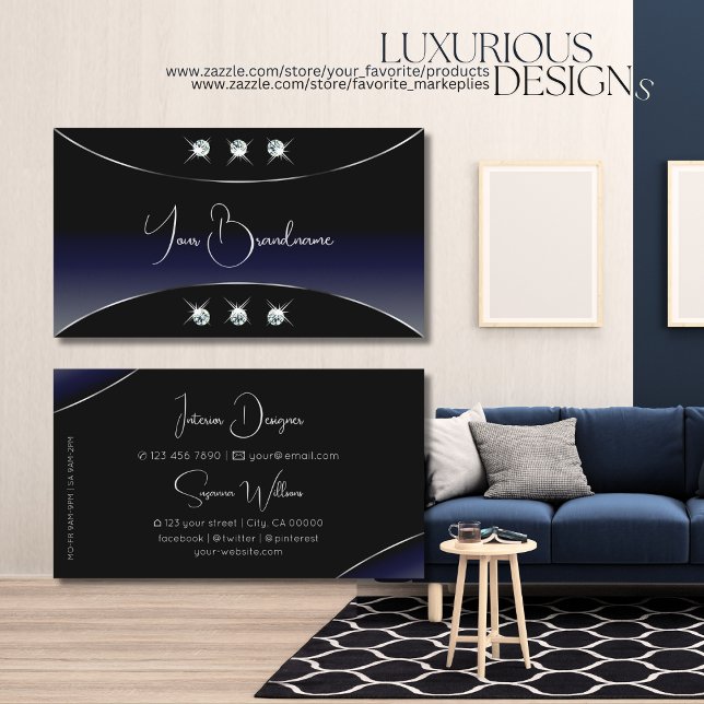 Schwarzes Blau mit Verzierten und Funkelnd Diamant Visitenkarte (Von Creator hochgeladen)