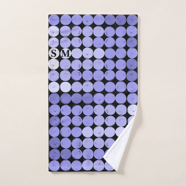 Schwarzes blaues Muster Mongram Pickleball Handtuch (Handtuch)