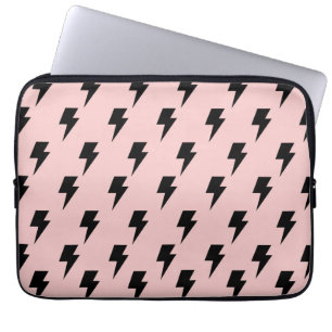 Schwarzes Blitz Pink Hintergrund Y2K Muster Laptopschutzhülle