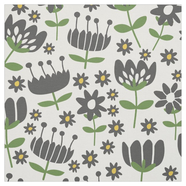 Schwarzes Blume Muster Stoff (Muster)