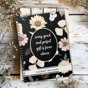 Schwarzes Blumen-Gebetsjournal-Notizbuch Notizblock