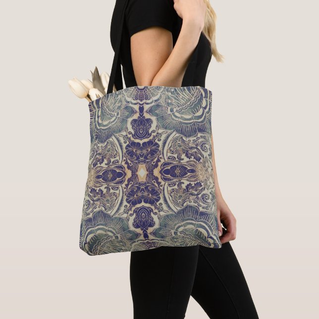 Schwarzes BlumenKaleidoskop Tasche (Von Nahem)