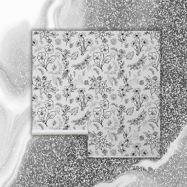 Schwarzes Blumenmuster auf Weiß | Tapete