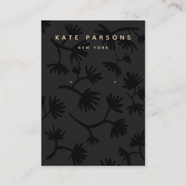 Schwarzes Blumenohrschmuckdisplay Visitenkarte (Vorderseite)