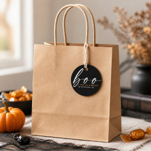 Schwarzes Boo Frohes Halloween Geschenkanhänger