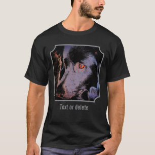 Schwarzes Border Collie-Hundgesicht Abstrakte Kuns T-Shirt