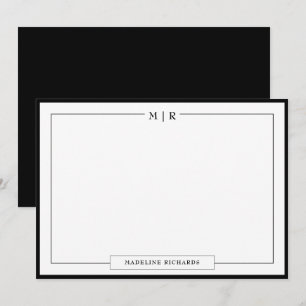 Schwarzes Border Stationery Mitteilungskarte