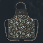 Schwarzes botanisches, elegantes, modernes Familie Schürze<br><div class="desc">Grün,  schwarz,  braun grün und grau elegante moderne Blätter eucalyptus Wasserfarbe botanische natürliche Weihnachtsgeschenk personalisierte Schürze Design. Einfaches,  sauberes und minimales Design.</div>