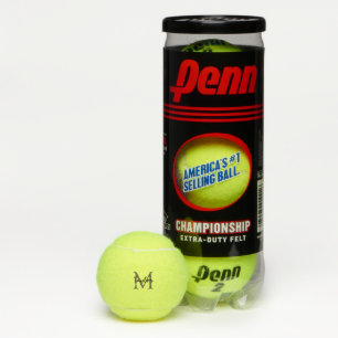 Schwarzes braunes Monogramm und Name Tennisbälle