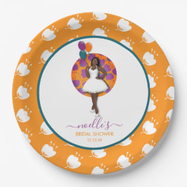 Schwarzes Brautparty Balloons Blume Orange Pappteller