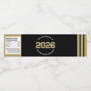 Schwarzes & Bronzegold Abitur Wasserflaschenetiket