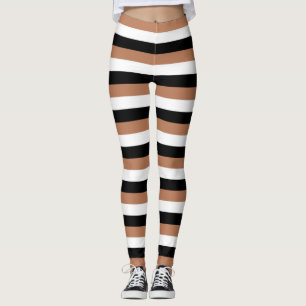 Schwarzes, Brown und weiße Streifen Leggings