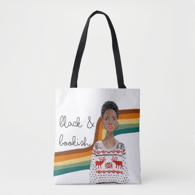 Schwarzes Buch Lover mit Kurzem Haar Tasche (Vorderseite)