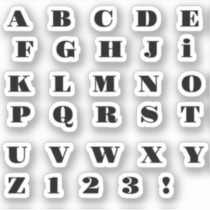 Schwarzes Buchstaben Alphabet Aufkleber