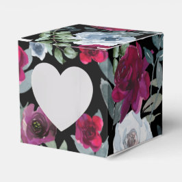 Schwarzes Burgundy-Sage Green Dusty Blue Floral Lo Geschenkschachtel