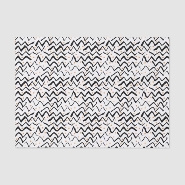 Schwarzes Bürsten-Anschlag-u. Punkt-Muster Seidenpapier (Vorderseite)