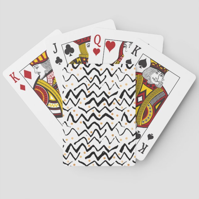 Schwarzes Bürsten-Anschlag-u. Punkt-Muster Spielkarten (Rückseite)