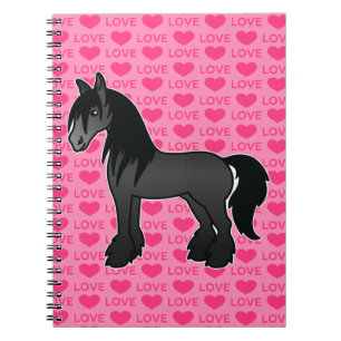 Schwarzes Cartoon Gypsy Vanner Shire Clydesdale Li Notizblock