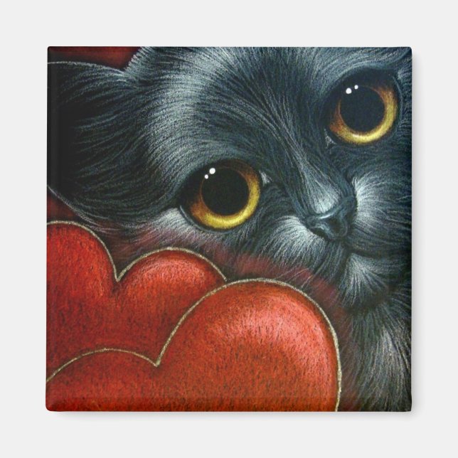 SCHWARZES CAT VALENTINE Magnet (Vorne)