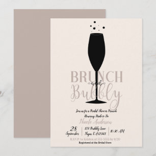 Schwarzes Champagnerglas Brunch Prickelnd Braut Br Einladung
