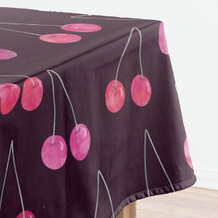 Schwarzes Cherry-Wasserfarbmuster Tischdecke