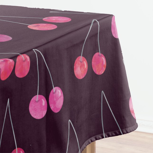 Schwarzes Cherry-Wasserfarbmuster Tischdecke (Watercolor dark black cherry pattern tablecloth)