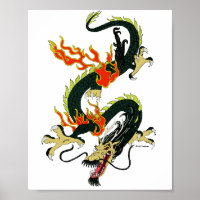 Schwarzes chinesisches Drachenposter