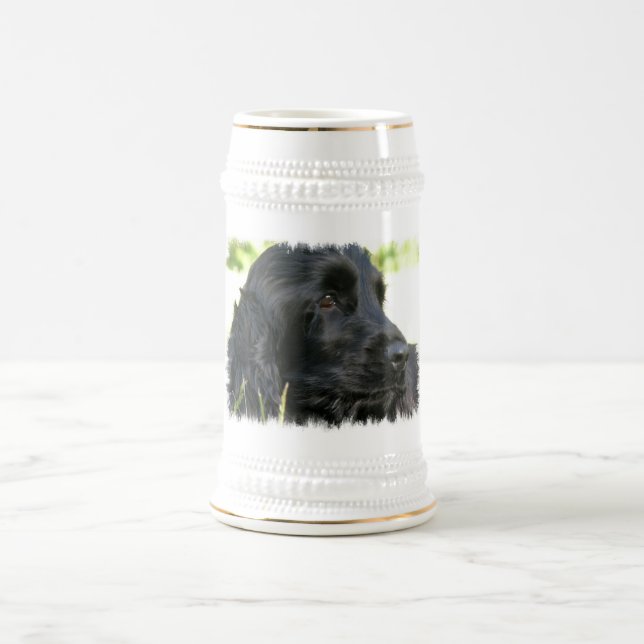 Schwarzes Cocker spaniel-Hundebier Stein Bierglas (Mittel)