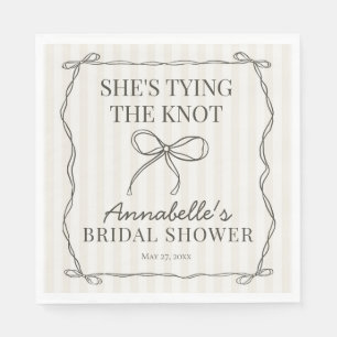 Schwarzes Coquette Bow Beige Brautparty Tischdekor Serviette