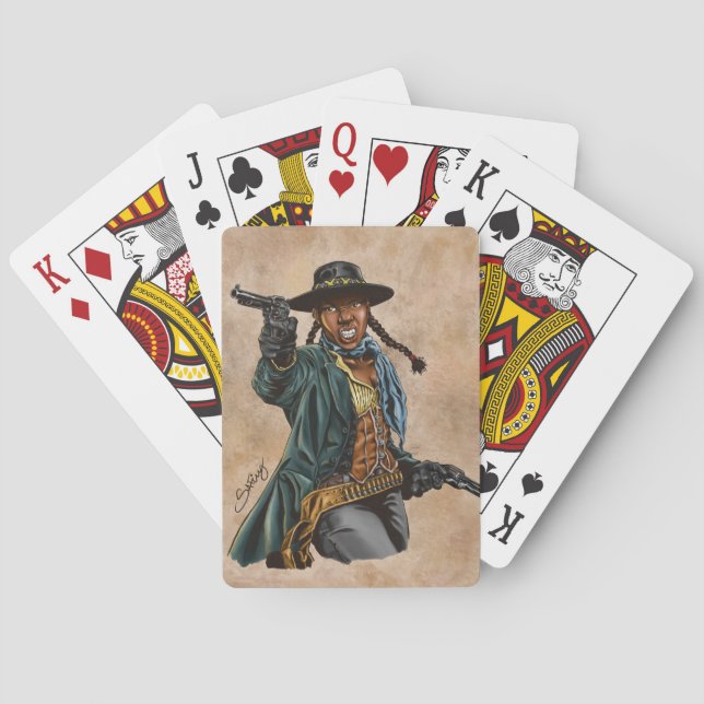 Schwarzes Cowgirl Spielkarten (Rückseite)