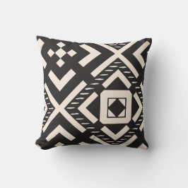 Schwarzes Cream Geometric Abstrakt Square Throw Ki Kissen