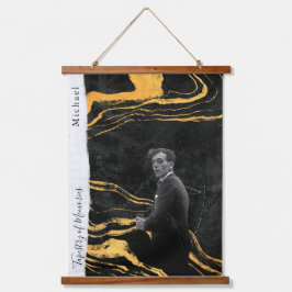 Schwarzes Cutout-marmoriertes Ästhetik-Design Wandteppich Mit Holzrahmen